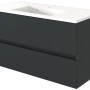 Held Möbel Einzelwaschtisch Verona, 100 cm, Grau Matt, mit Softclose und weißem Waschbecken.
