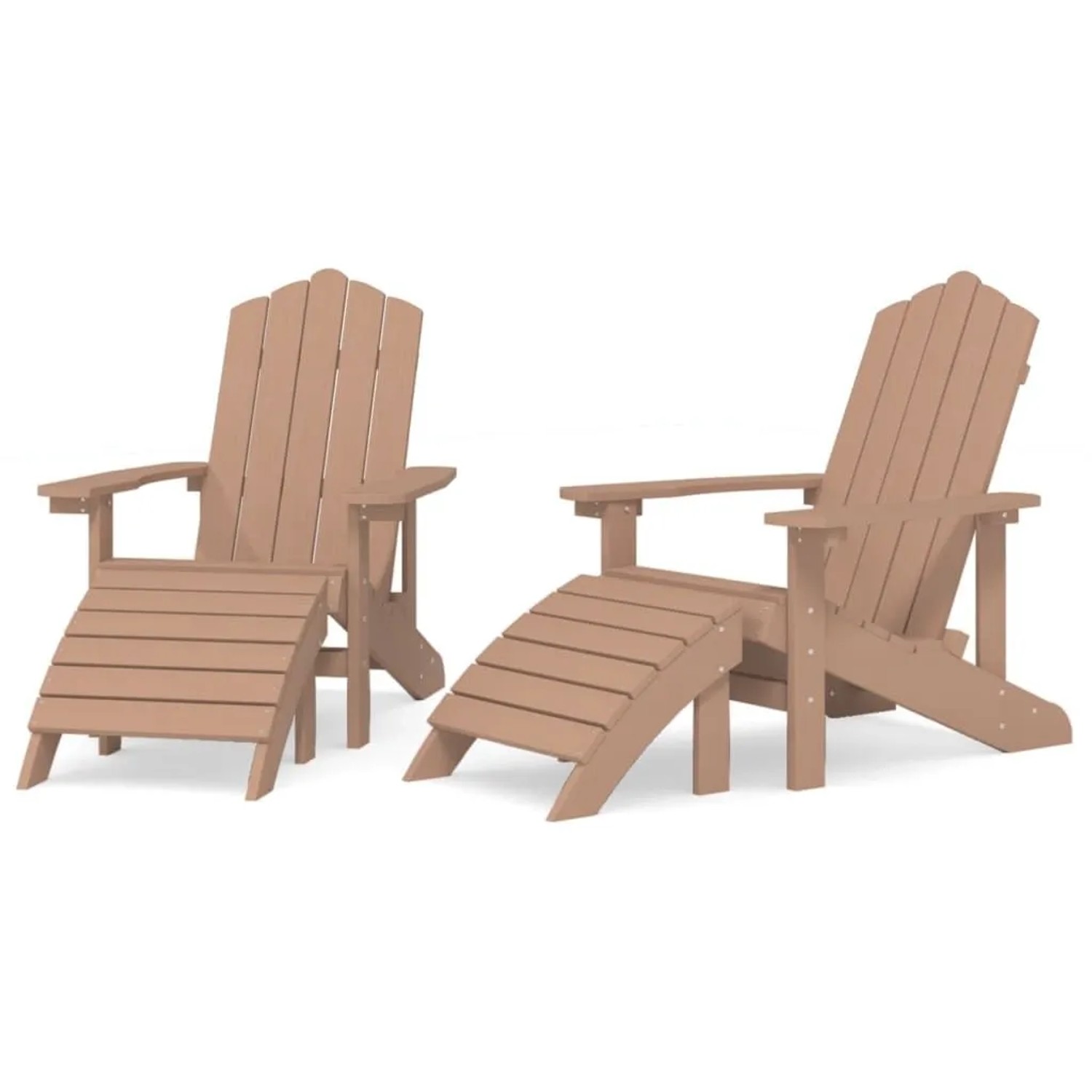 Furnicato Adirondack-gartenstühle 2 Stk Mit Hockern Hdpe Braun