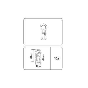 Gardinia Faltenlegehaken, 10er-Pack, weiße Kunststoffhaken für Gardinen und Vorhänge.