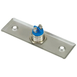 Edelstahl Klingelblende mit blauem Taster, 90x28 mm, für Haustür oder Gartentor.