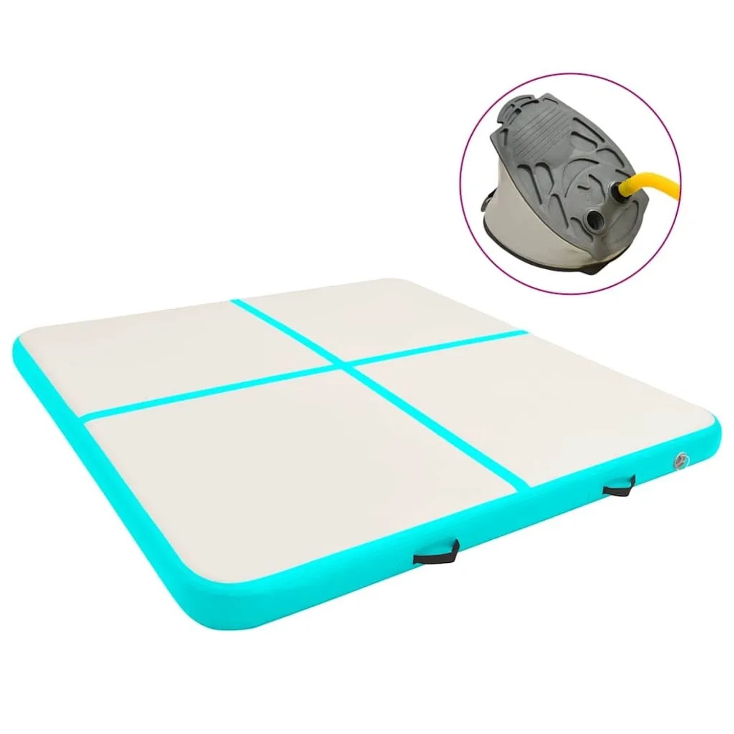 vidaXL Aufblasbare Gymnastikmatte mit Pumpe 200x200x20 cm PVC Grün 92702