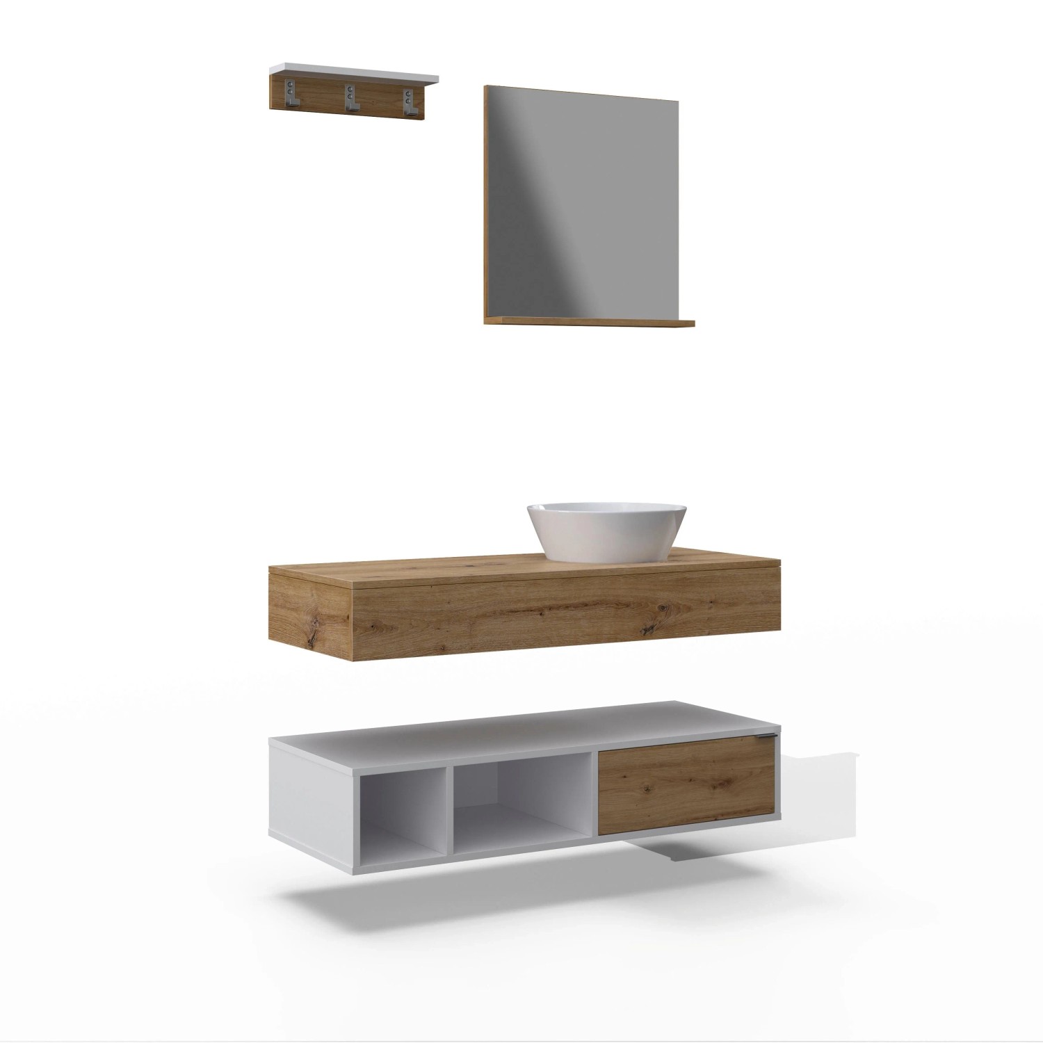 Bessagi Home Badezimmer Wick 5 Tlg. Naturfarben/Weiß