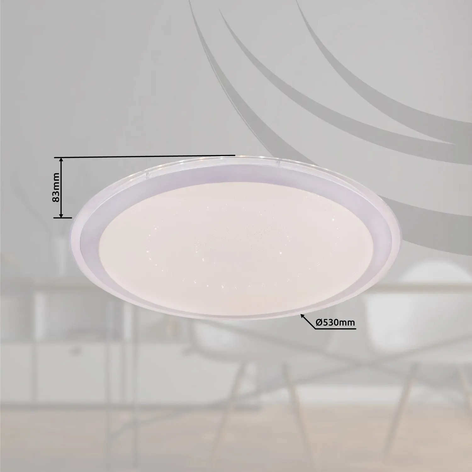 Weiße LED-Deckenleuchte Carry, Ø 53cm, mit Farbwechsel, Dimmfunktion und Fernbedienung.