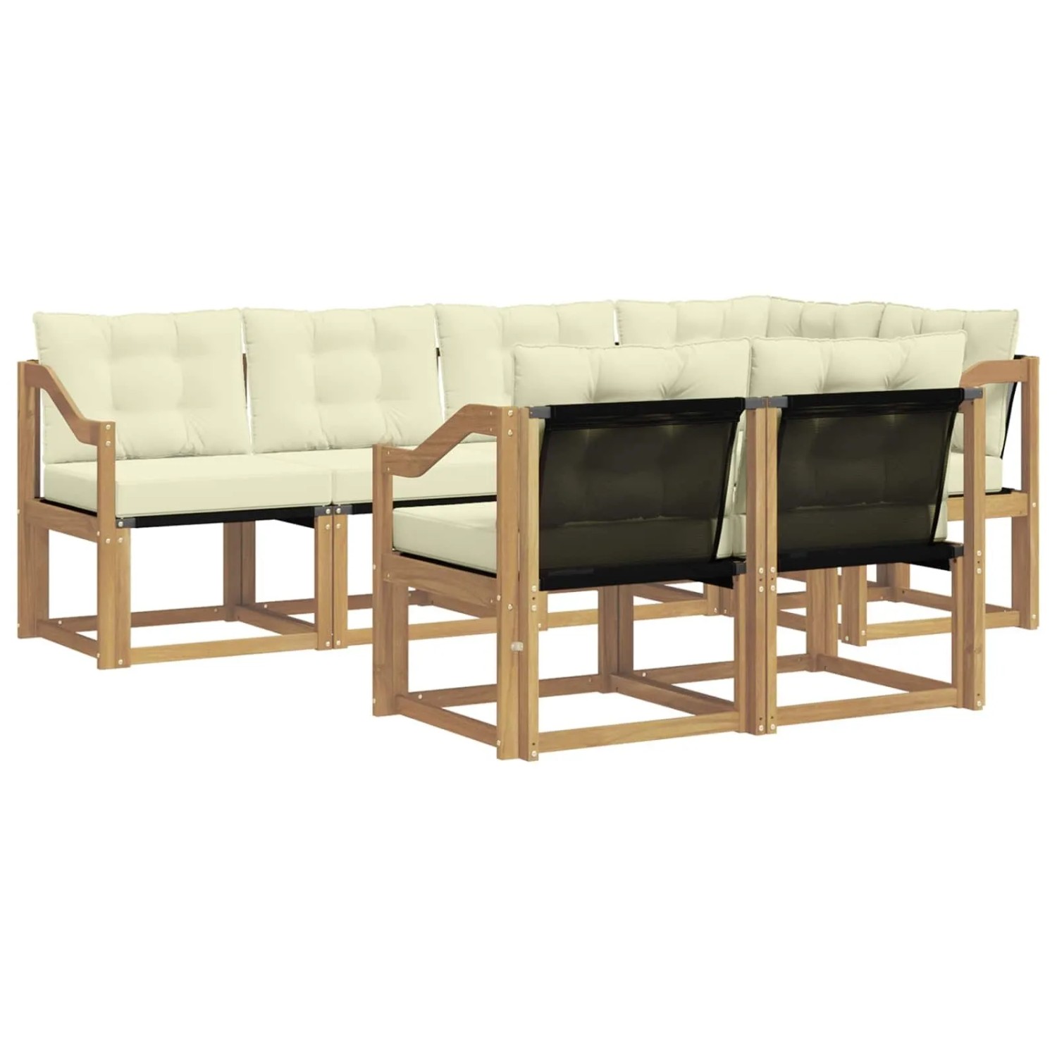 vidaXL Outdoor-Sofagarnitur mit Kissen 7-Tlg Weiß und Creme 3389580