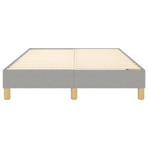 Helles, graues vidaXL Boxspringbett (120x200 cm) mit Holzlattenrost und Füßen.