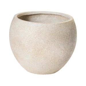 Beiger Pflanztopf, 41x41x30,5 cm, runde Form, raue Oberfläche, geeignet für Innen- und Außenbereich.