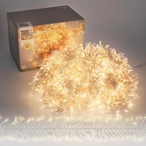 ECD Germany LED Cluster Lichterkette, 22m, 3000 warmweiße LEDs, 8 Modi, Weihnachtsbeleuchtung.