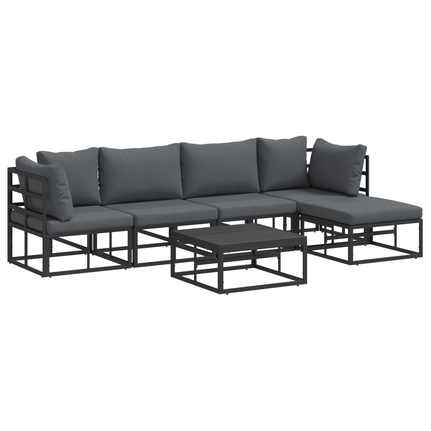 vidaXL Garten-Sofa-Set mit Kissen 6-Tlg Schwarz Aluminium 3378863 günstig online kaufen