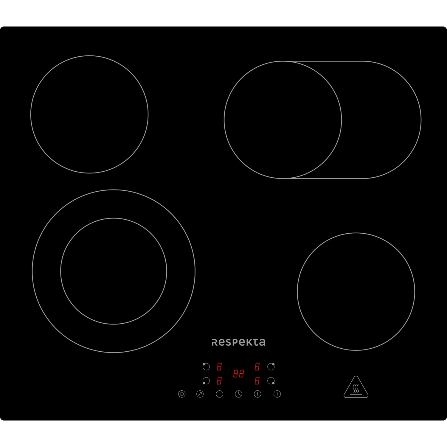 Schwarzes Respekta Glaskeramikkochfeld mit 4 Kochzonen und Touch Control aus dem Herdset Joel + Abra.