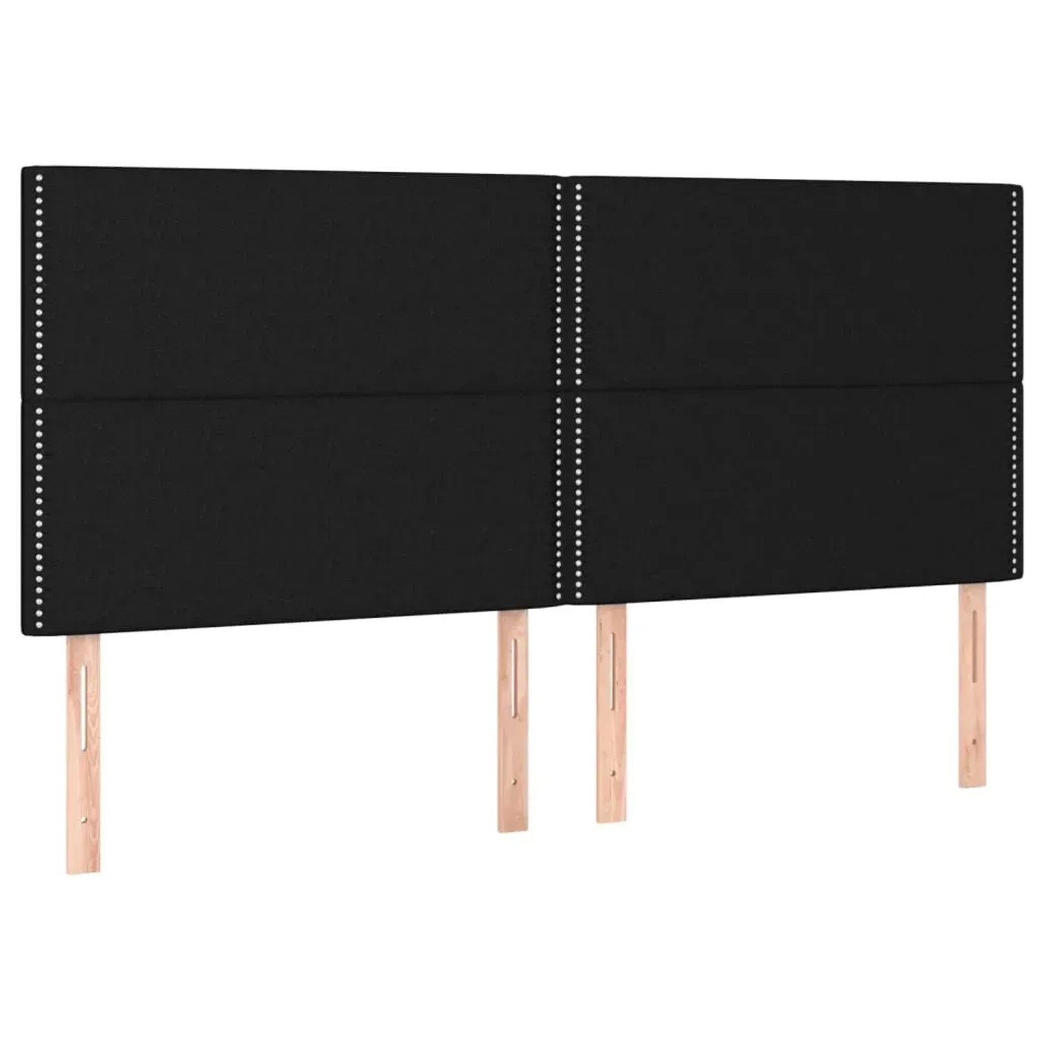 Schwarzes vidaXL Boxspringbett Kopfteil mit Stoffbezug und Ziernägeln.
