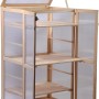 Dobar Anzuchtschrank Dome, großes Indoor Gewächshaus aus FSC®-Holz mit Regalböden und geöffneten Türen.