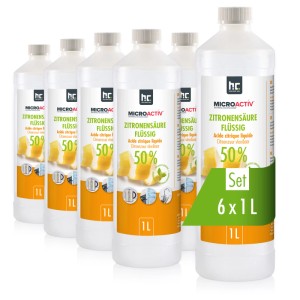 Höfer Chemie Microactiv Zitronensäure 50% flüssig, 6 x 1l Set zur Reinigung.