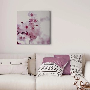 Leinwandbild mit Kirschblüten-Motiv, romantische Wanddeko für Wohn- und Schlafzimmer.
