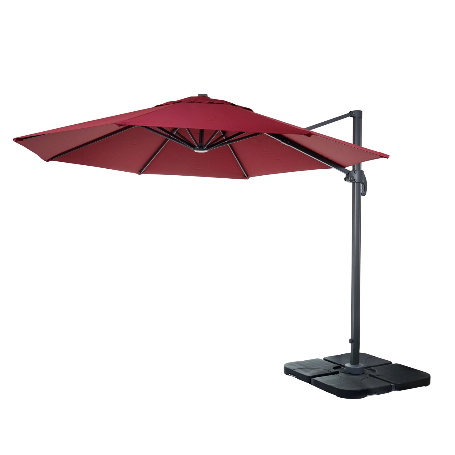 MCW Ampelschirm A96 Ø 3m Bordeaux mit Ständer Drehbar