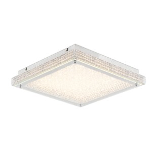 Quadratische LED-Deckenleuchte Madrid mit Kristall-Optik für Wohnräume.