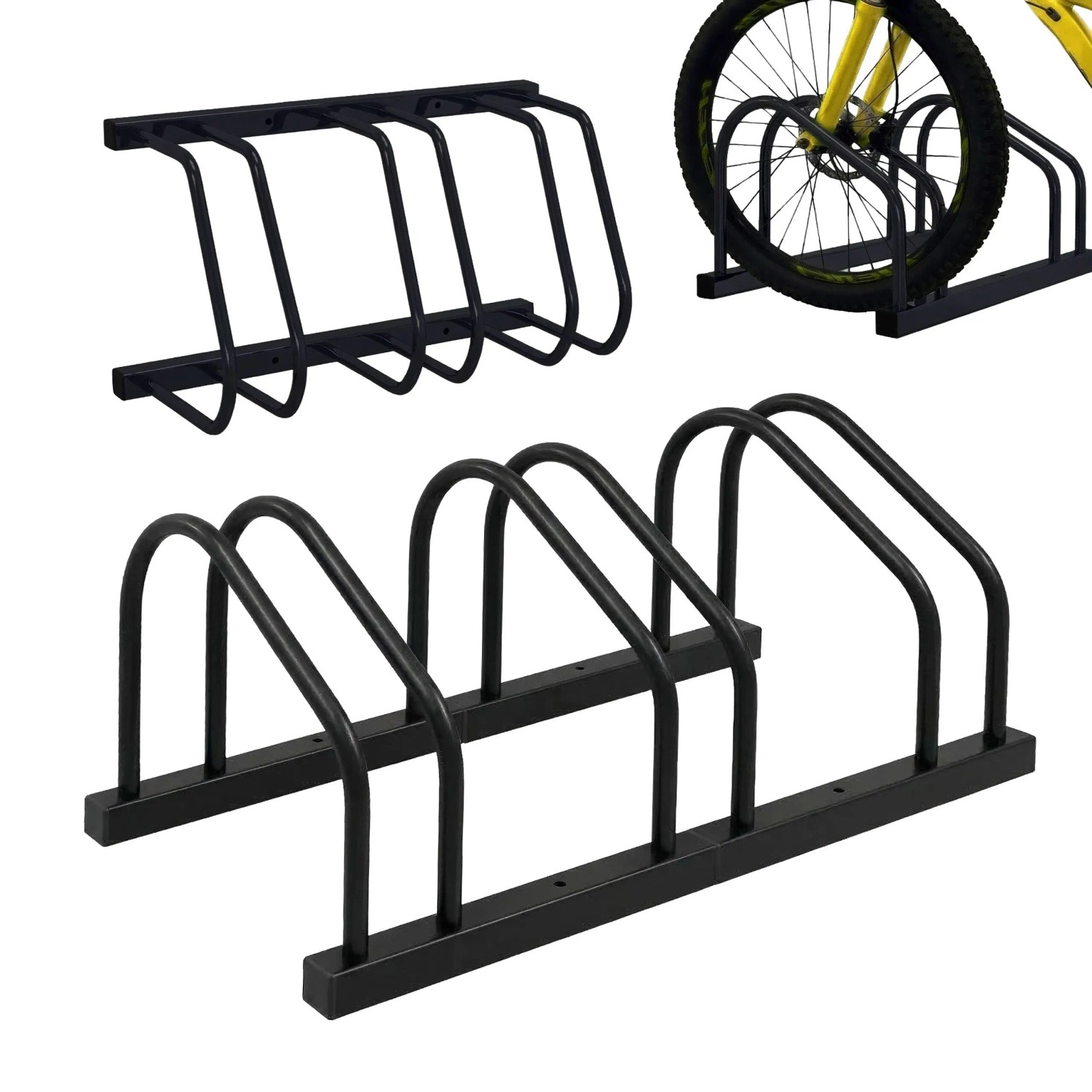 Relaxdays Fahrradständer Stahl Schwarz für 3 Fahrräder Boden und Wandmontage 27 cm x 75 cm x 24 cm