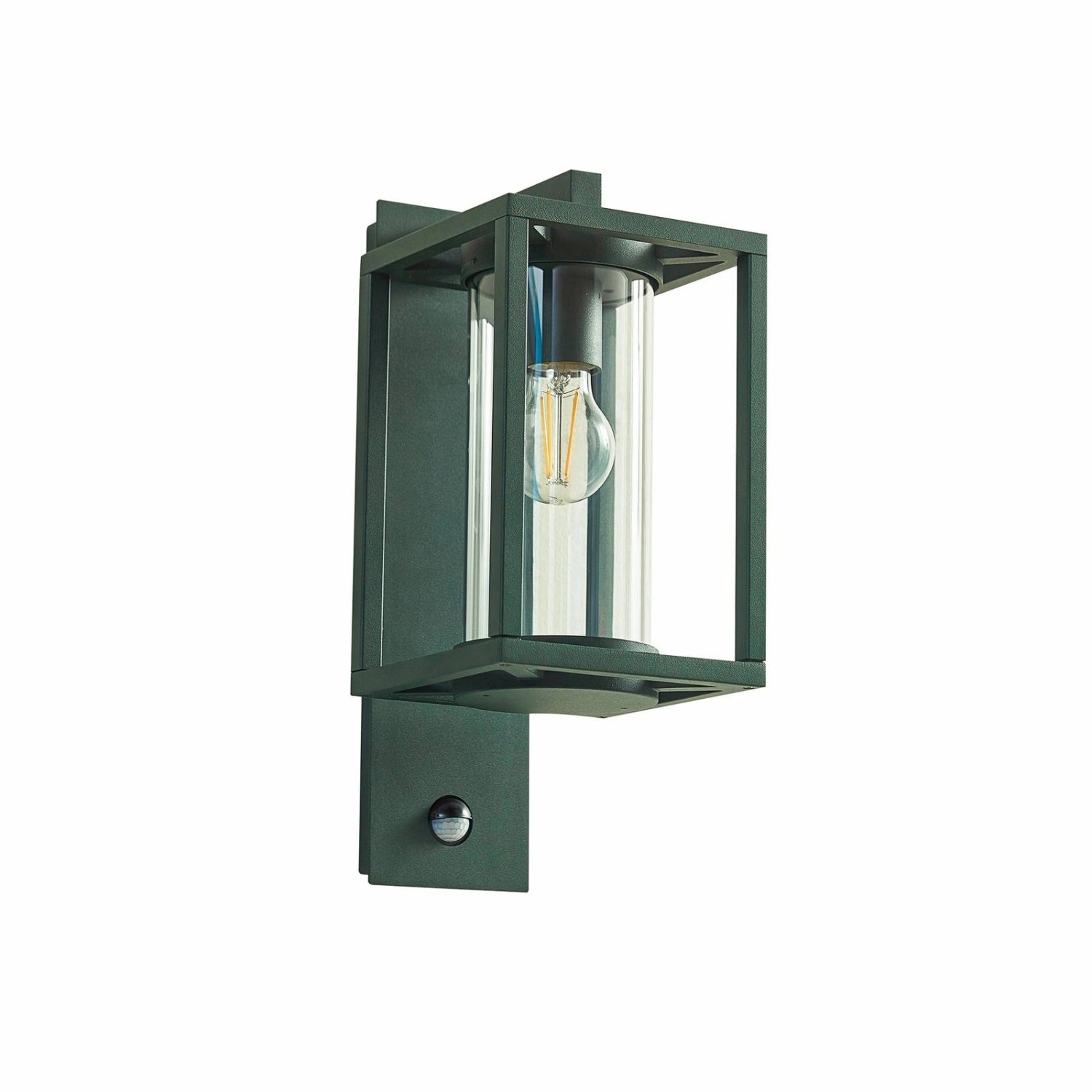 Lucande Wandleuchte Außen Ferda 10031802 mit Bewegungsmelder Spritzwassergeschützt Modern in Grün aus Aluminium 1-flammi...