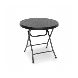 Relaxdays Gartentisch Rund Kunststoff Schwarz Klappbar 74 cm x 80 cm x 80 cm