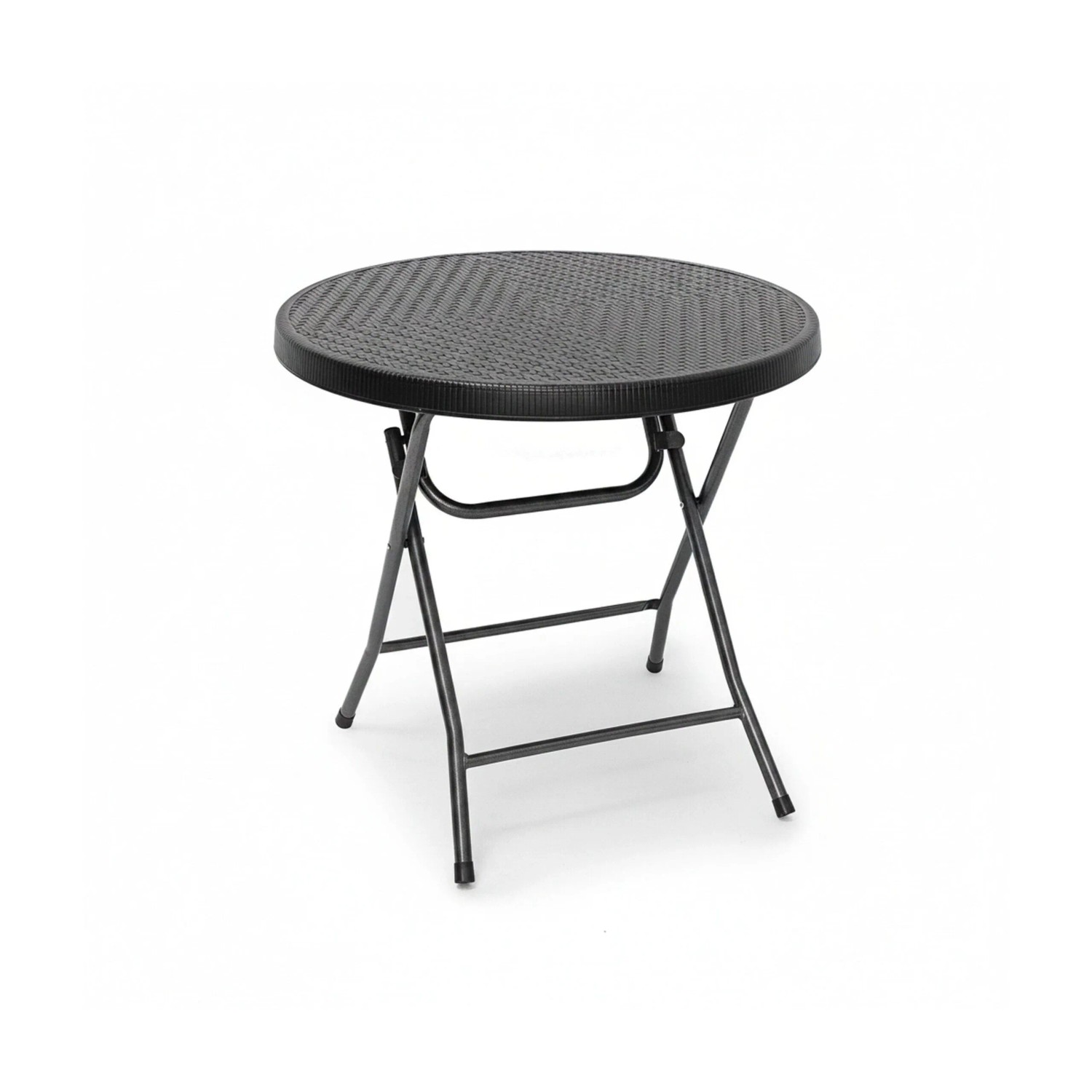 Relaxdays Gartentisch Rund Kunststoff Schwarz Klappbar 74 cm x 80 cm x 80 cm
