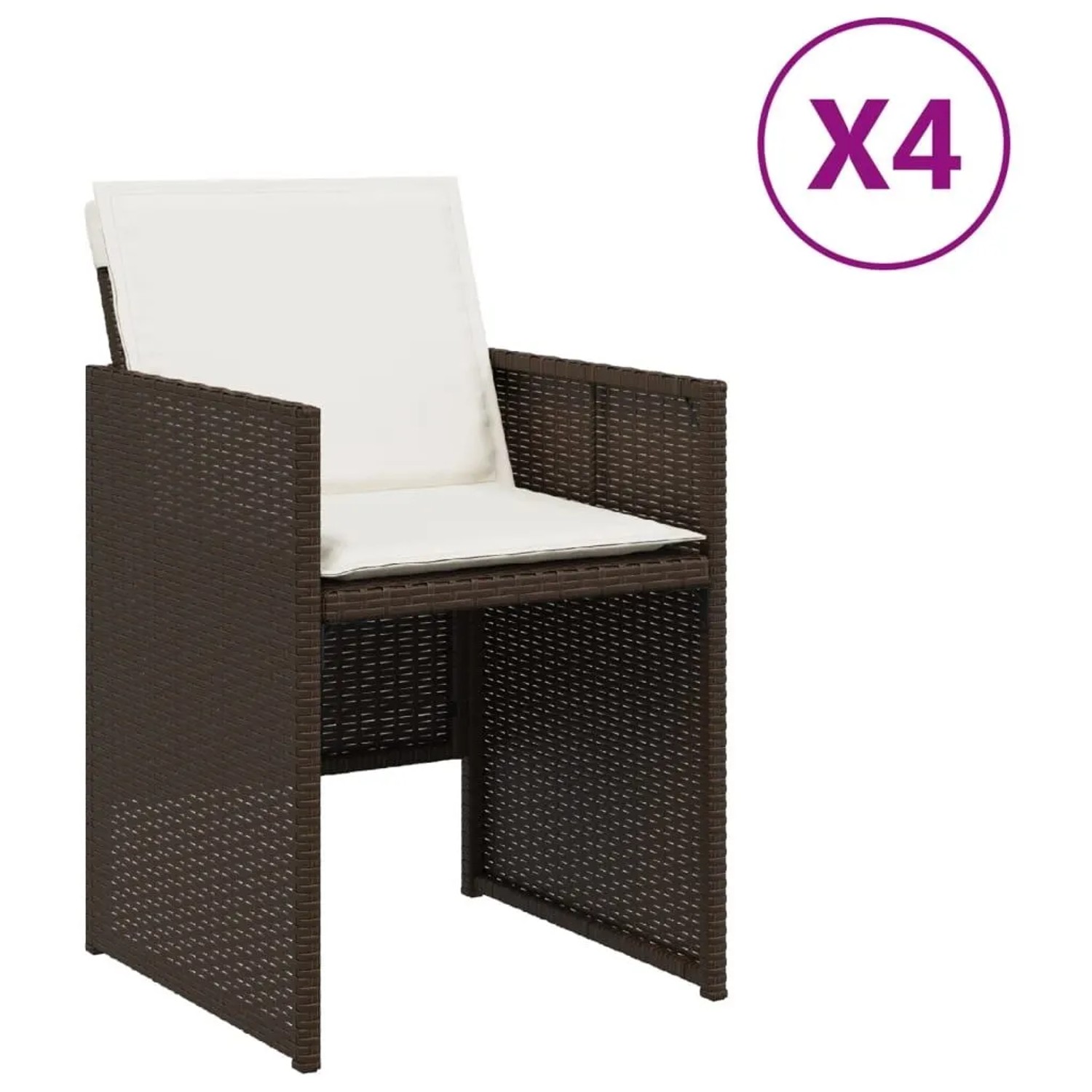 Furnicato Gartenstühle Mit Kissen 4 Stk Braun Poly Rattan