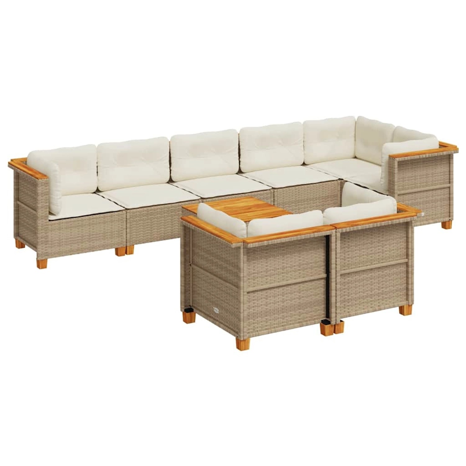 vidaXL 9-Tlg Garten-Sofagarnitur mit Kissen Beige Poly Rattan 3261895 günstig online kaufen