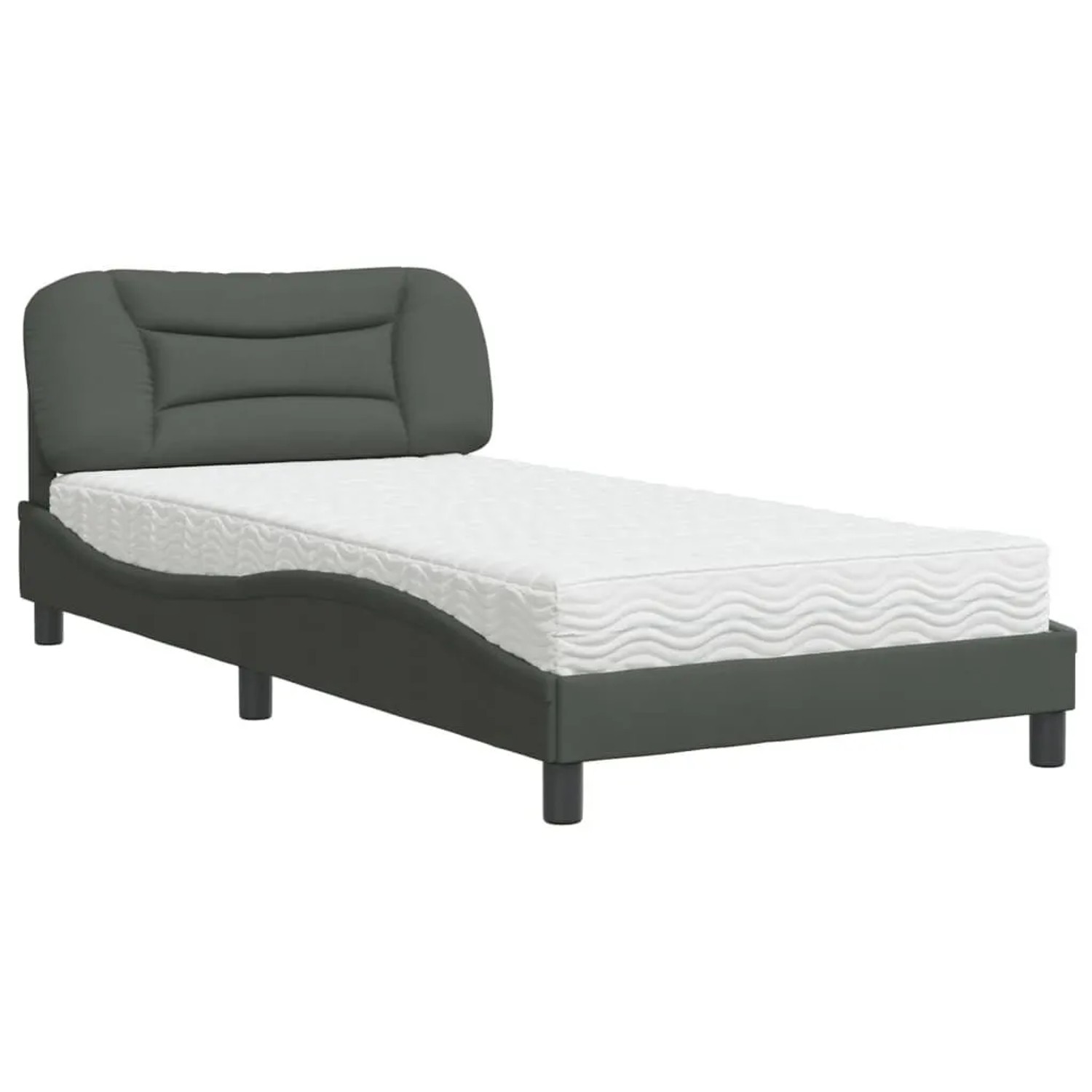 vidaXL Bett mit Matratze Hvar Dunkelgrau 100x200 cm Stoff 3208514