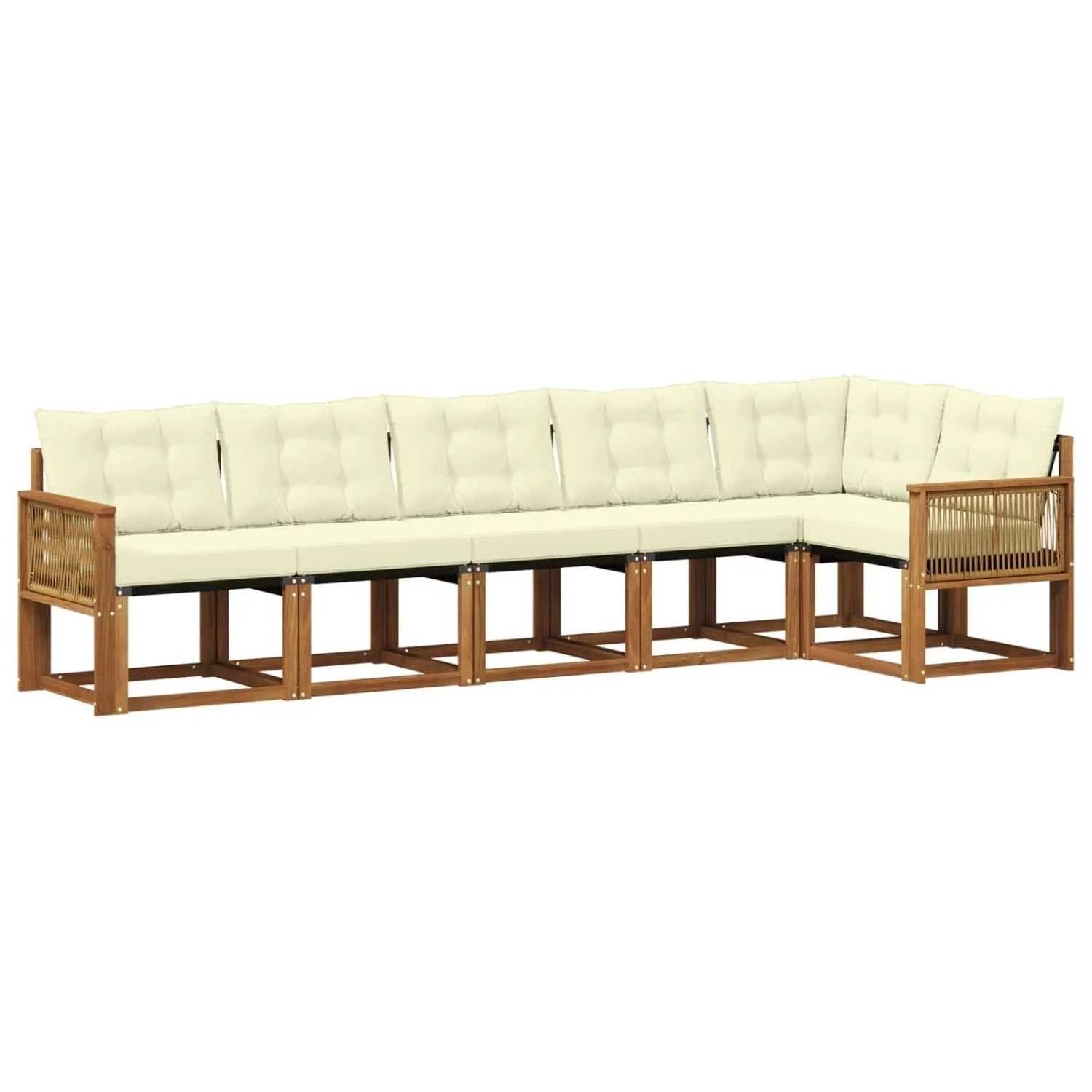 vidaXL Outdoor-Sofagarnitur mit Kissen 6 Stk Natur und Creme 3381986