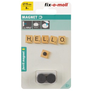 Fix-o-moll Ferrit Magnete, 8 Stück, Ø 15mm, zum Basteln und Dekorieren mit klebender Rückseite.
