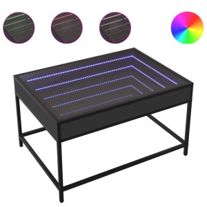 Schwarzer vidaXL Couchtisch mit Infinity-LED-Effekt, 70x50x41 cm.