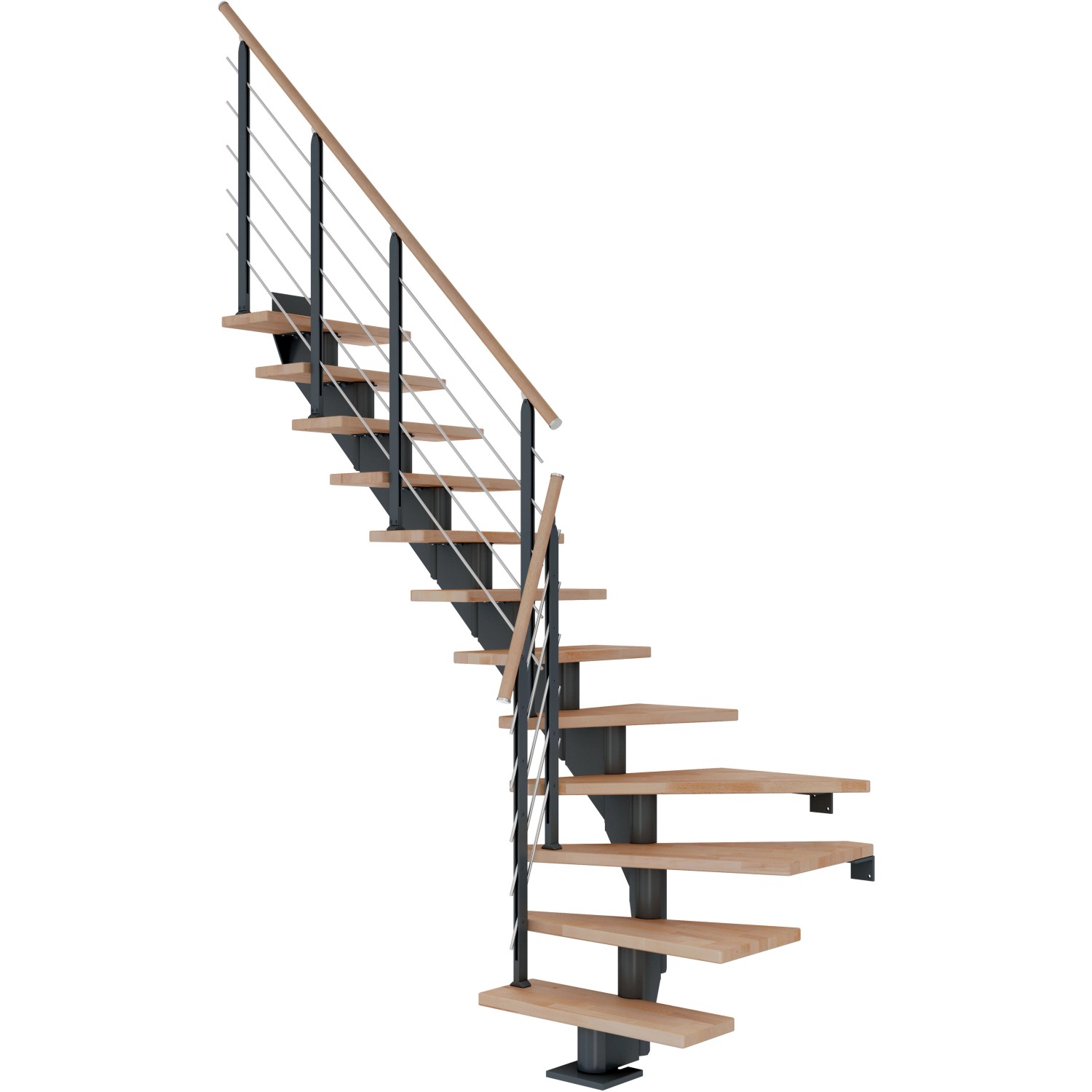 Dolle Mittelholmtreppe Hamburg Eiche Weiß Anthrazit GH bis 301 cm 1/4 Gew. günstig online kaufen