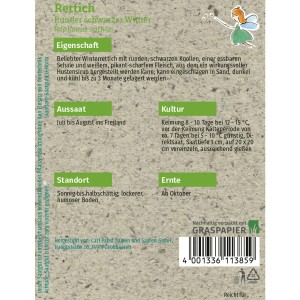 Saatguttütchen Grüne Fee Rettich Runder Schwarzer Winter, Gemüsesamen für ca. 150 Pflanzen.