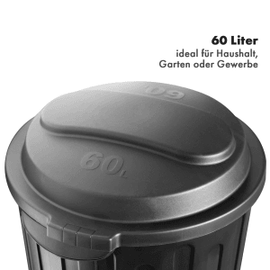 Schwarzer KARAT Mülleimer Robin, 60L Abfalleimer mit Deckel.