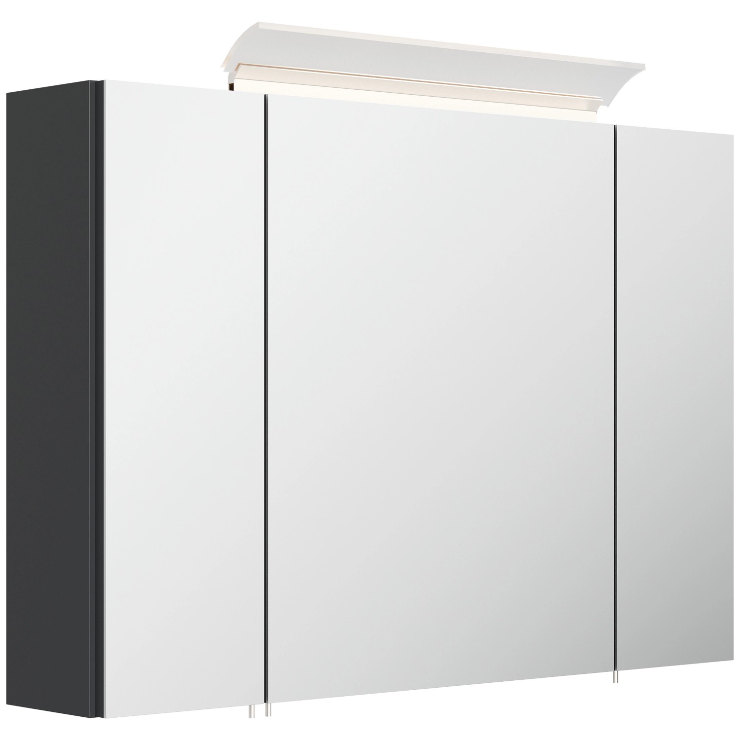 Posseik Spiegelschrank inkl. Design LED-Lampe u. Glasböden 90 cm Grafit günstig online kaufen