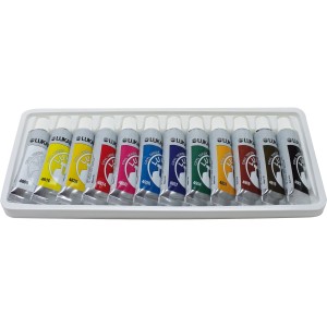 Lukas Cryl Terzia Acrylfarben-Set mit 12 Tuben im Kartonetui, verschiedene Farben.