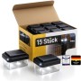 15 Solar Zaunleuchten LED für 60x40mm Pfosten. Schwarze Oberseite, klares Gehäuse, neutralweißes Licht für Doppelstabmattenzaun.