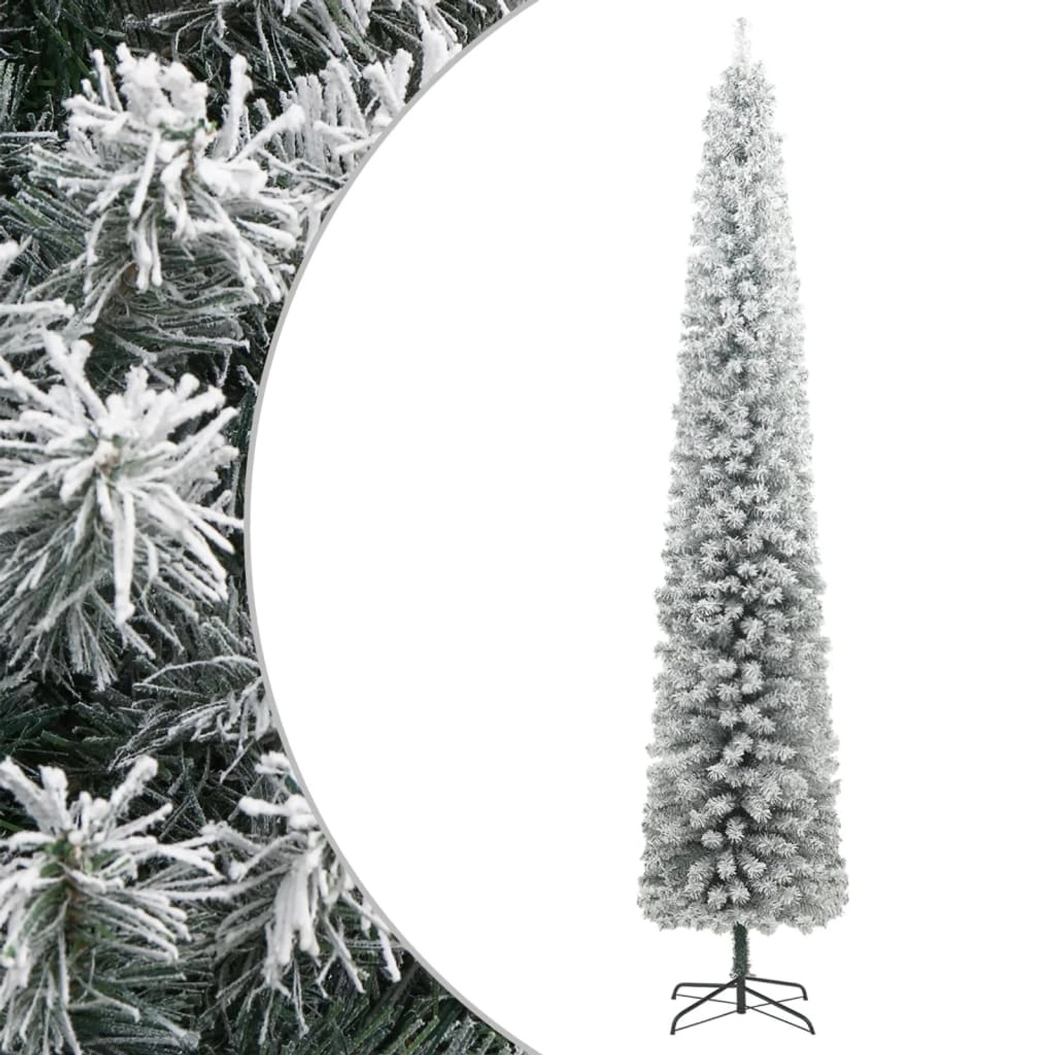furnicato Weihnachtsbaum Schlank mit Ständer Beschneit 270 cm PVC