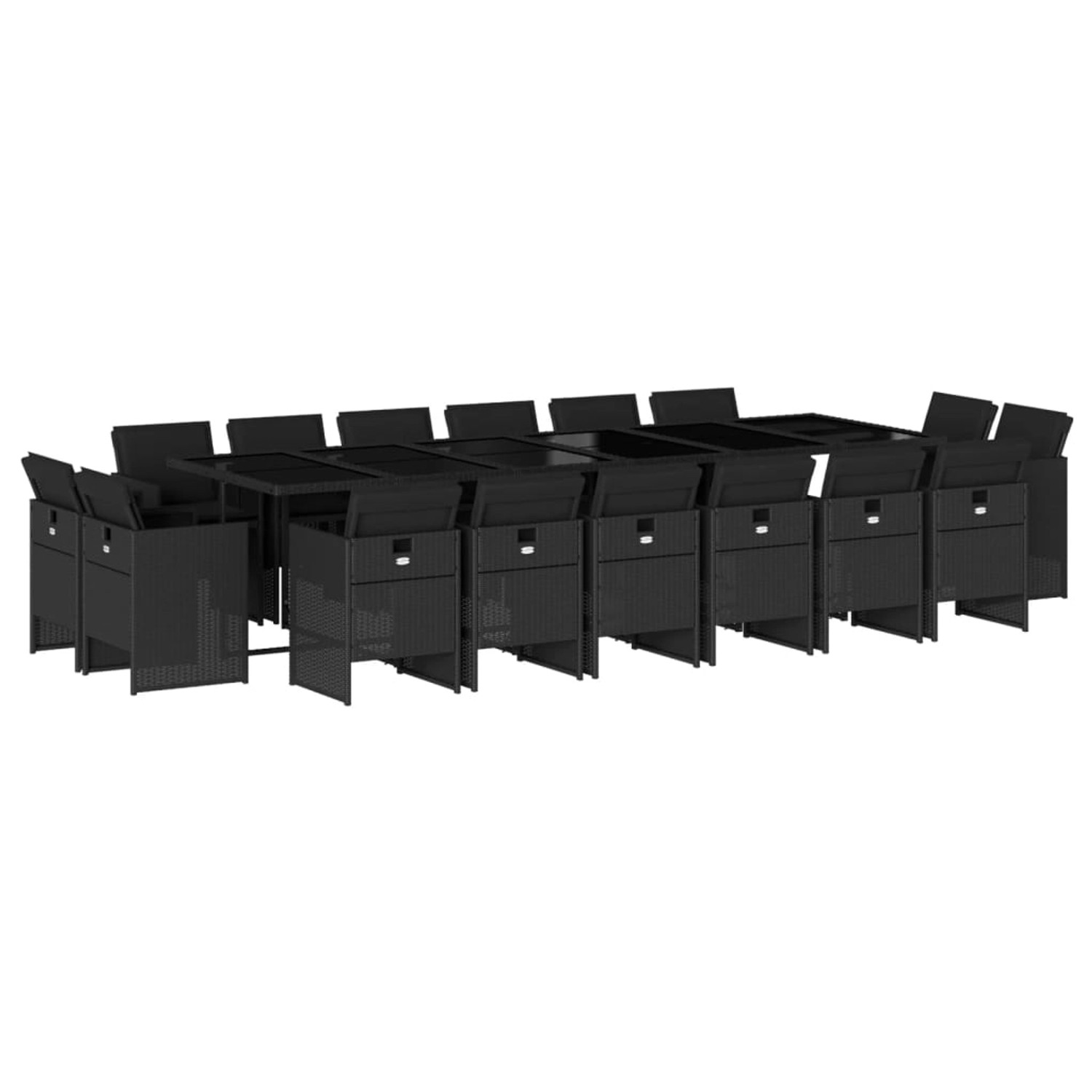 vidaXL 17-Tlg Garten-Essgruppe mit Kissen Schwarz Poly Rattan 3210703 günstig online kaufen