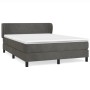 Dunkelgraues vidaXL Boxspringbett 140x190 cm mit Samtbezug, inklusive Matratze und Topper.
