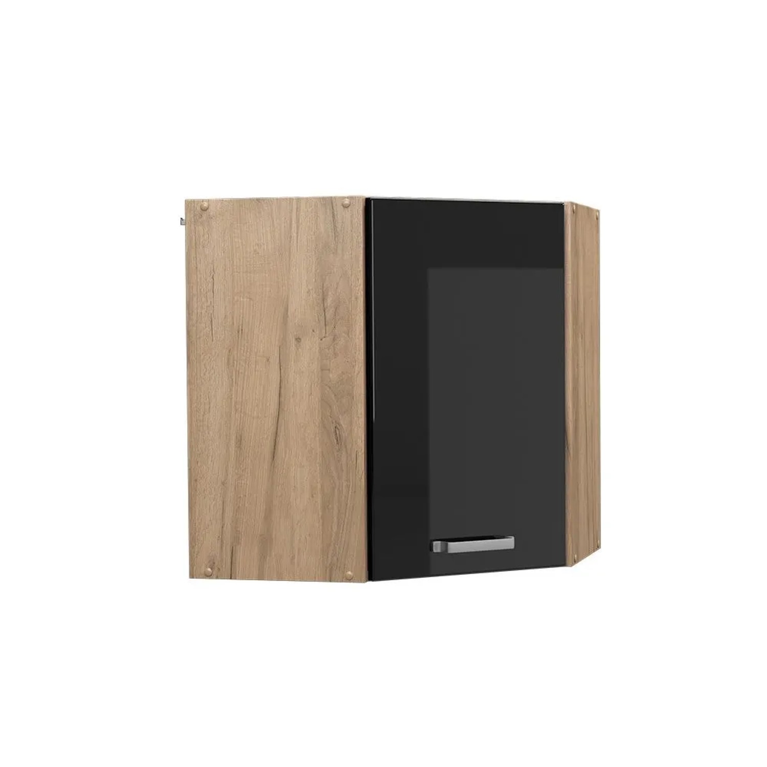 Vicco Eckhängeschrank R-Line Küchen-Eckschrank Schwarz Hochglanz Goldkraft Eiche 57 cm