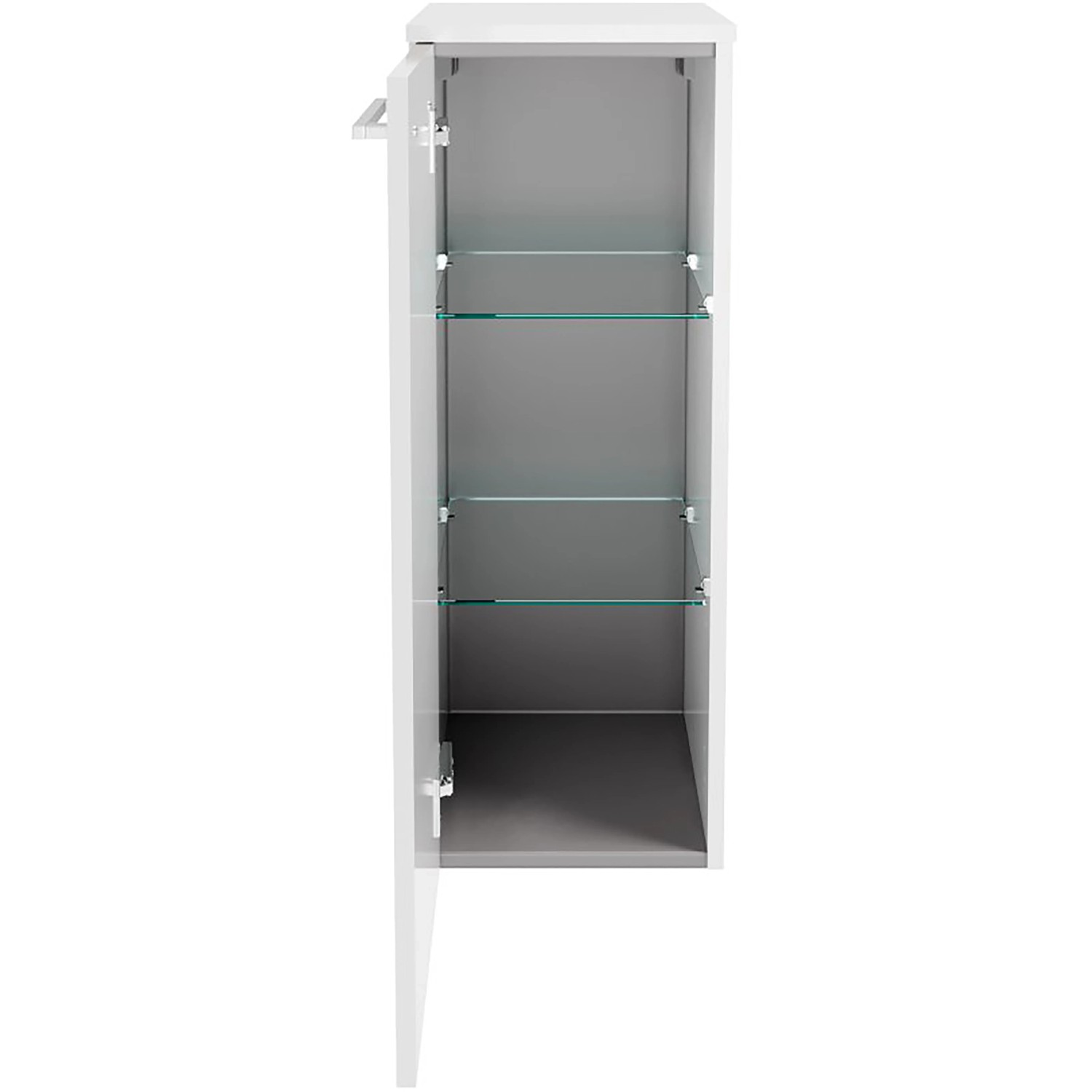 Fackelmann Hängeschrank Verona, 30 cm, Weiß Hochglanz, mit zwei Glasböden für Bad.