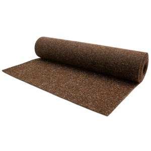 Gerollter, brauner Primaflor Nadelfilz Merlin Teppichboden als Meterware.