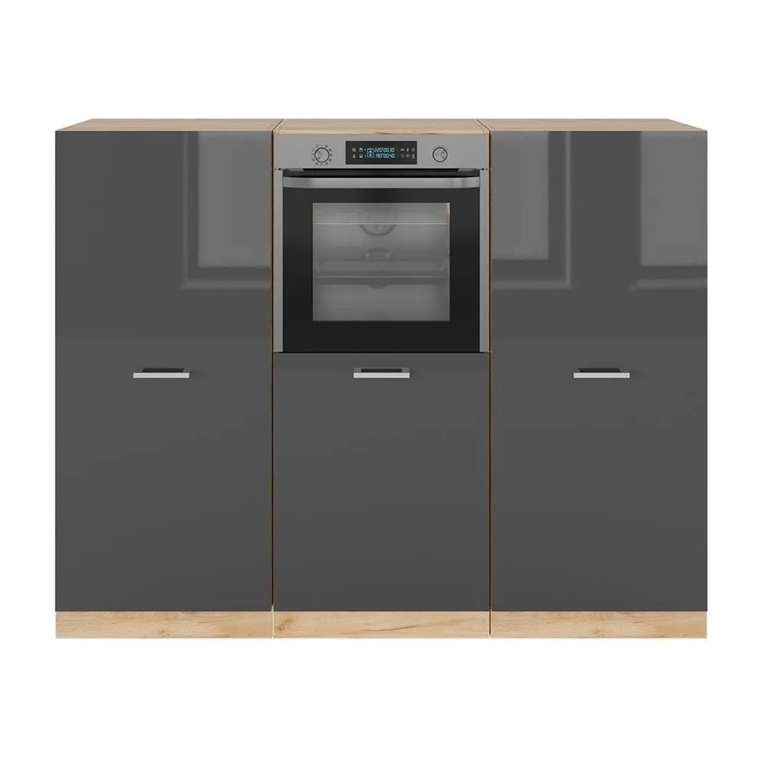 Vicco R-Line Küchenblock Anthrazit Hochglanz Goldkraft Eiche 180 cm ohne Arbeitsplatte ohne E-Geräte