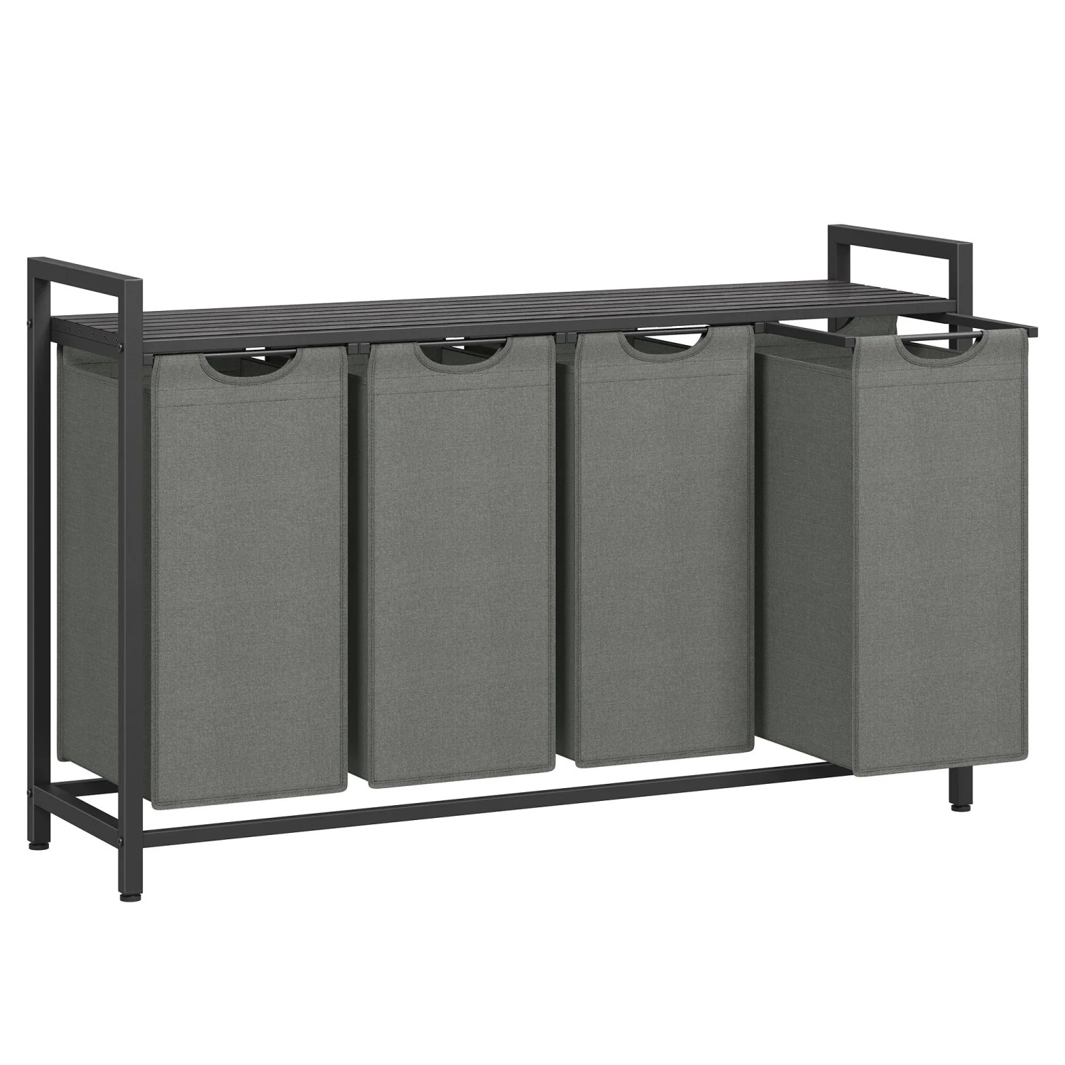 Songmics Wäschesammler Brenta mit 4 Fächern 160 l Grau-Schwarz günstig online kaufen