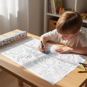 Relaxdays Ausmaltischdecke 2er Set Papier Weiß Selbstklebend Sea Life 3 m