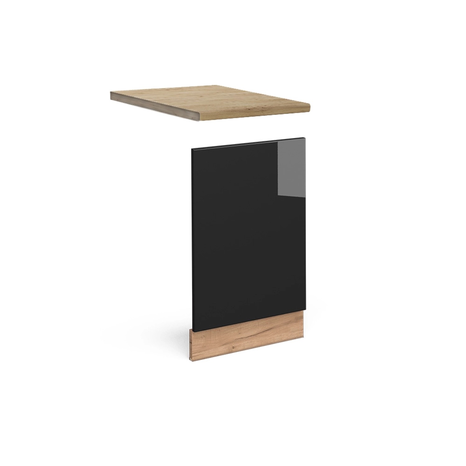 Vicco Frontblende Fame-Line Schwarz Eiche hochglanz/Goldkraft Eiche 45 cm AP Eiche
