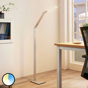 Lucande LED Stehlampe Nicano 9621660 Dimmbar Modern in Alu aus Aluminium 1-flammig Arbeitszimmerleuchte