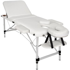 Tectake 3 Zonen Massageliege  Breite 61 cm  Polsterung 5 cm Inklusive Tragetasche  180 x 61 x 68 cm Weiß