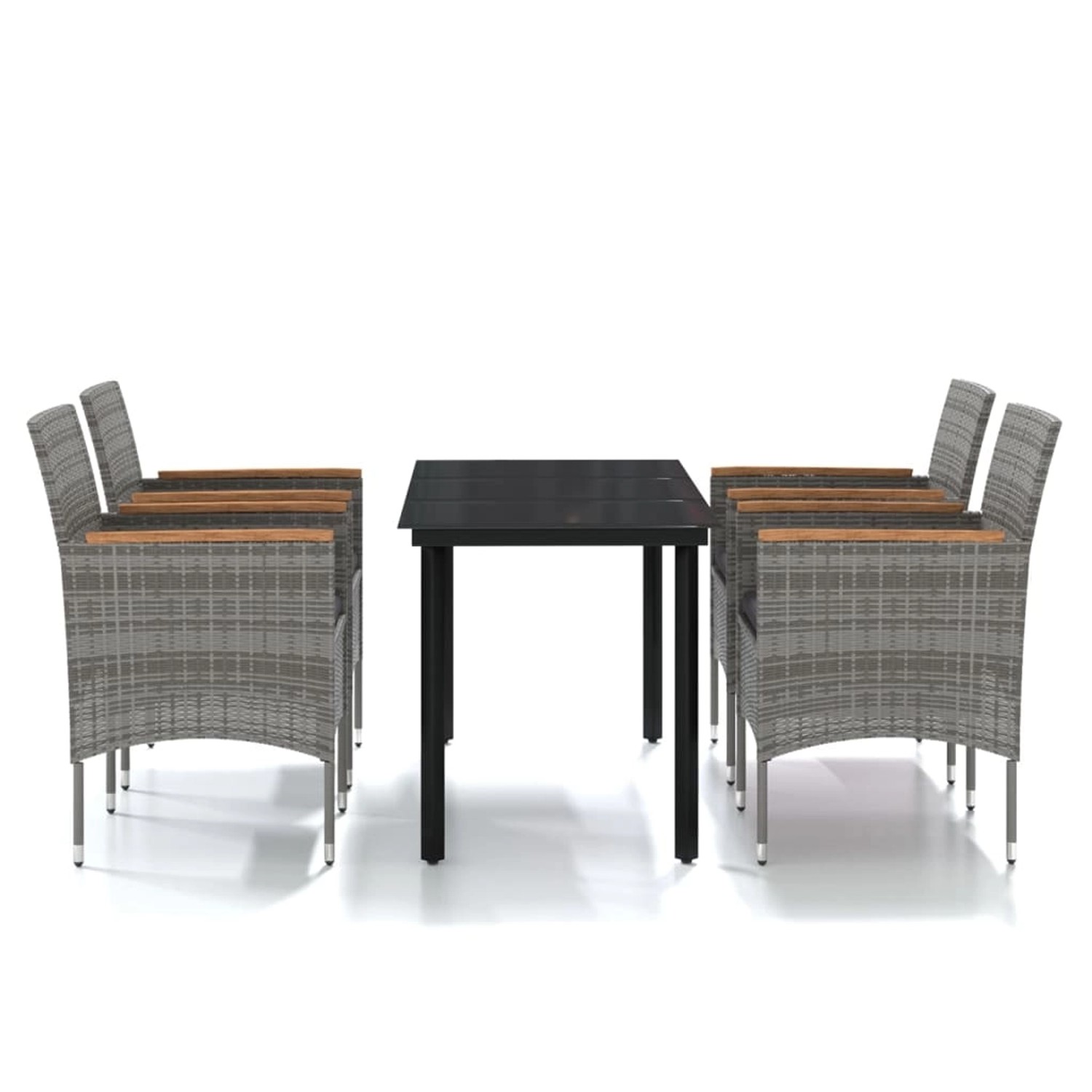 vidaXL 5-Tlg Garten-Essgruppe mit Kissen Grau und Schwarz 3099337 günstig online kaufen