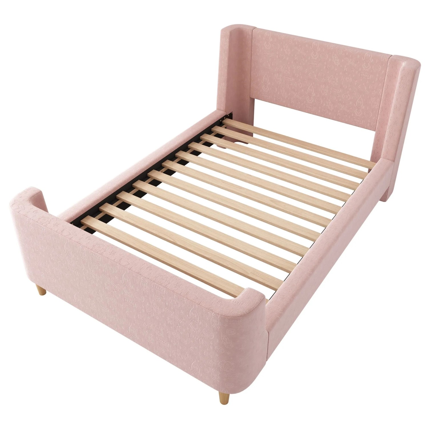 okwish Polsterbett 90x200cm mit Kosmischem Muster Kinderzimmer Rosa ohne Matratze