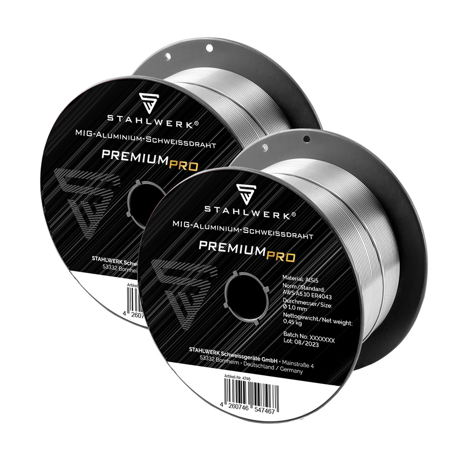 STAHLWERK Schweißdraht MIG MAG Aluminium ER4043 AlSi5 10 mm 045 kg Rolle 2er Set